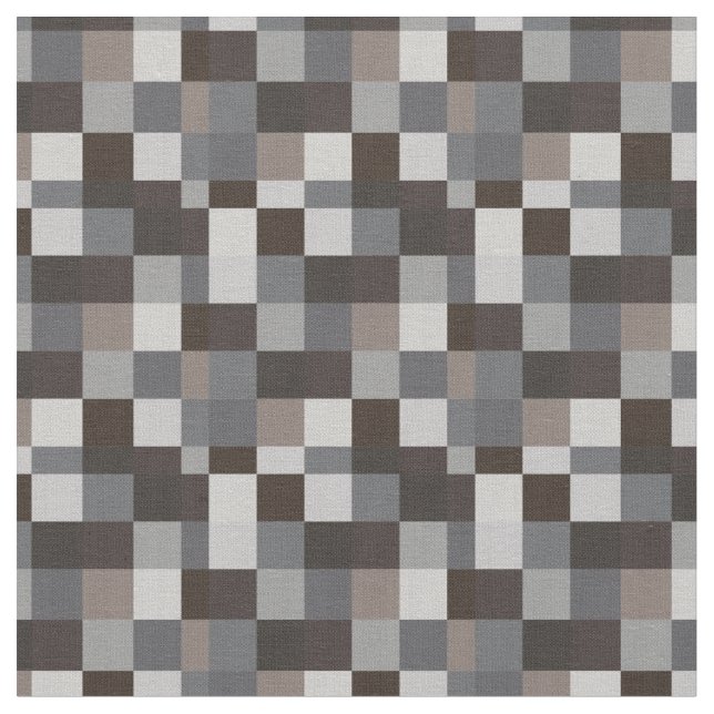Black and Grey Pixelated Pattern | Gamer Fabric (Close Up)