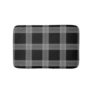Black And Grey Plaid Pattern Bath Mat