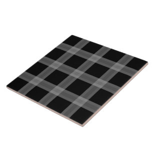 Black And Grey Plaid Pattern Ceramic Tile