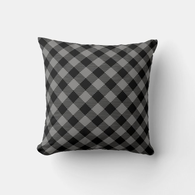 Black and Grey Plaid Seamless Pattern Cushion (Front)