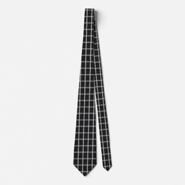 Black and Grey Plaid Tie (Front)