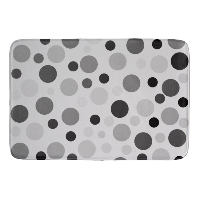 Black And Grey Polka Dots,  Bath Mat (Front)