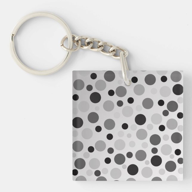 Black And Grey Polka Dots,  Key Ring (Front)