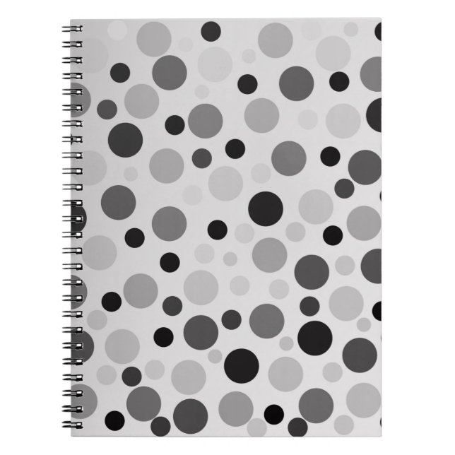 Black And Grey Polka Dots,  Notebook (Front)