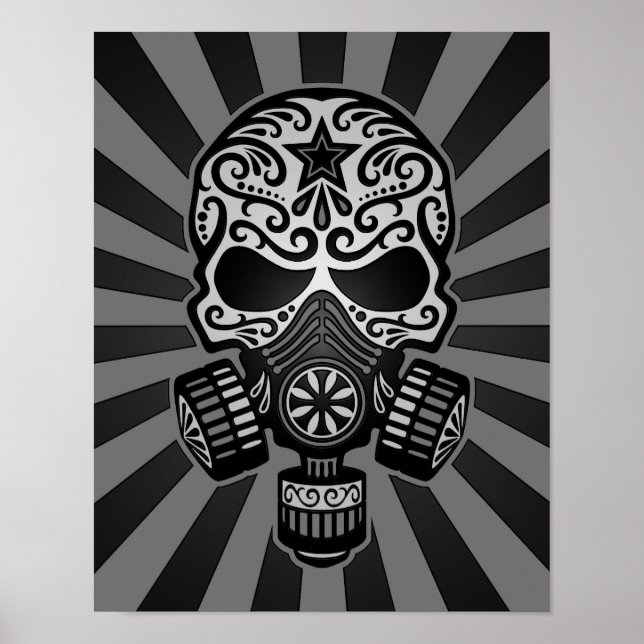 Black and Grey Post Apocalyptic Sugar Skull Poster (Front)