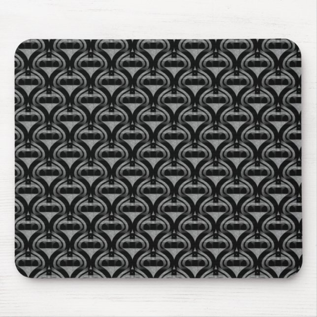 Black and Grey Retro Cool Mousepad (Front)
