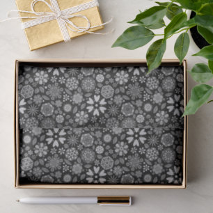 Black And Grey Retro Floral Art Seamless Pattern Tissue Paper