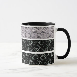 Black and grey retro pattern mug