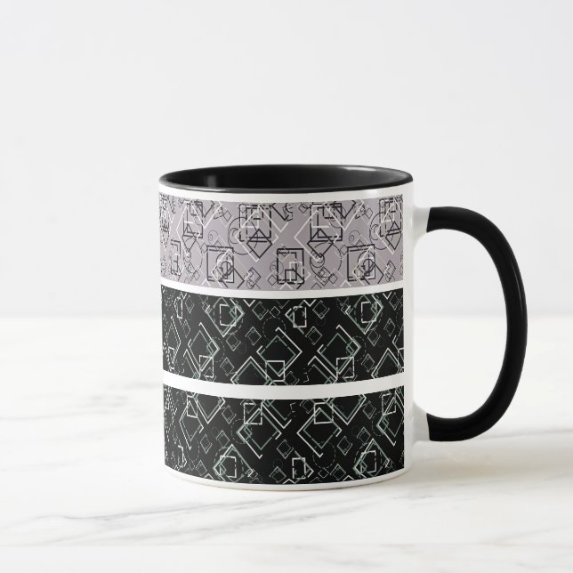 Black and grey retro  pattern mug (Right)