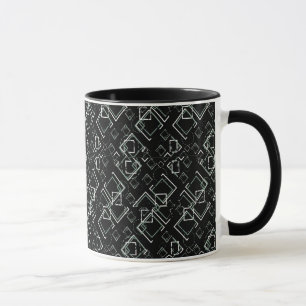 Black and grey retro pattern mug