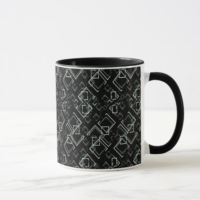 Black and grey retro  pattern mug (Right)