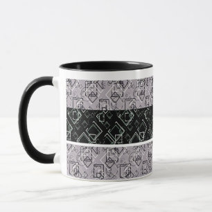 Black and grey retro  pattern mug