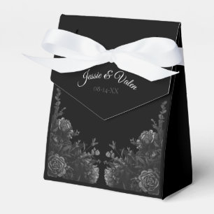 Black and Grey Roses Gothic Wedding Favour Box