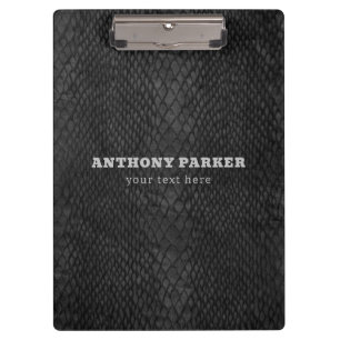 Black and Grey Snakeskin Pattern Clipboard