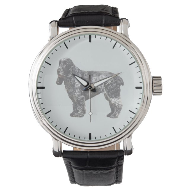Black and Grey Spaniel Watch (Front)