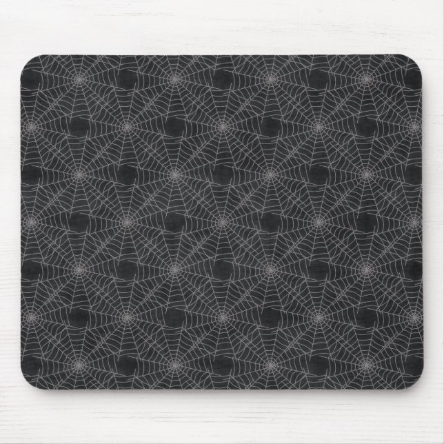 Black and Grey Spiderweb Gothic Pattern Mouse Pad (Front)