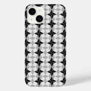 Black and Grey Starbust and Rhombus Pattern Case-Mate iPhone 14 Case