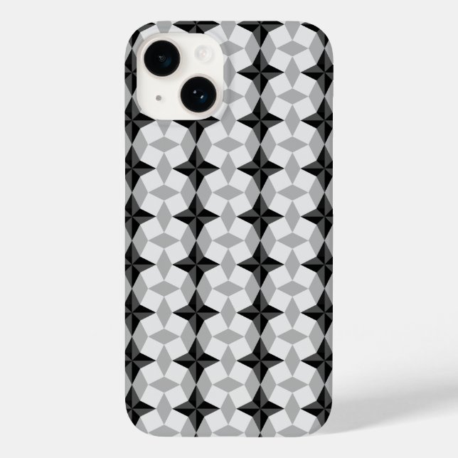 Black and Grey Starbust and Rhombus Pattern Case-Mate iPhone Case (Back)