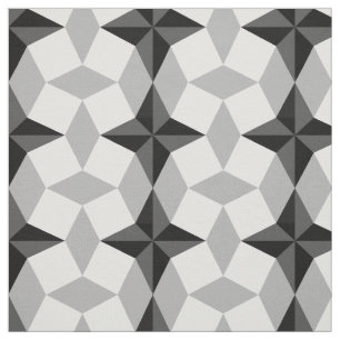 Black and Grey Starbust and Rhombus Pattern Fabric