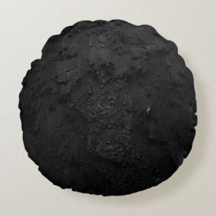 Black and grey stone fragment round cushion