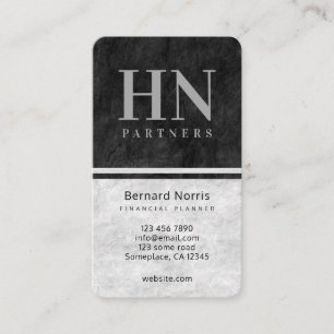 Black and Grey Stone Texture Monogram Accountant Business Card