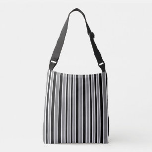Black and Grey Striped Crossbody Bag