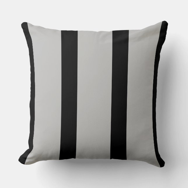 Black and Grey Striped Pillow (Front)