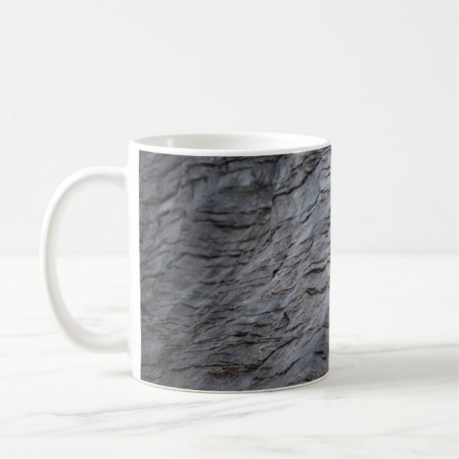 Black and grey striped textile coffee mug (Left)