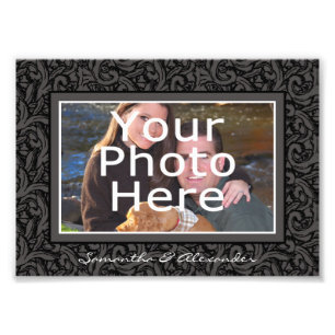 Black and Grey Swirl Elegant Photo Border w/Text Print