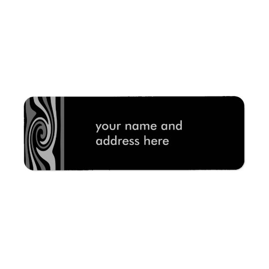 Black and grey swirls return address labels