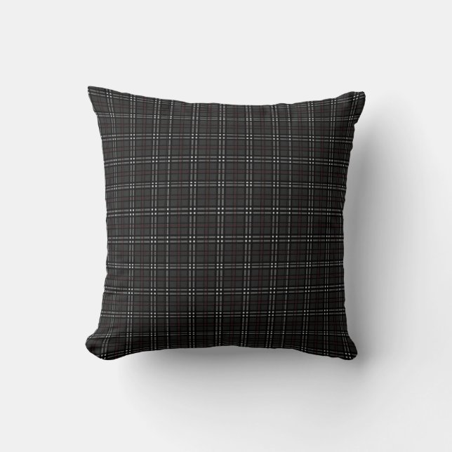 Black and Grey Tartan pattern Cushion (Front)