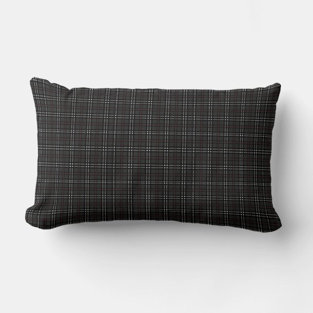 Black and Grey Tartan pattern Lumbar Cushion (Front)