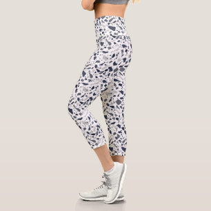 Black and Grey Terrazzo Abstract Capri Leggings