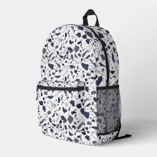 Black and Grey Terrazzo Abstract Printed Backpack