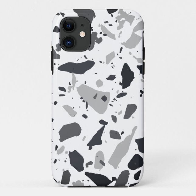 black and grey terrazzo design Case-Mate iPhone case (Back)