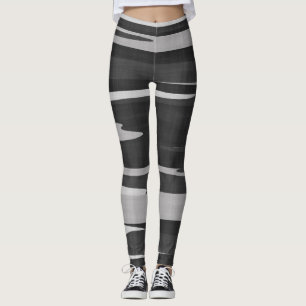 Black and Grey Textured Camo Leggings