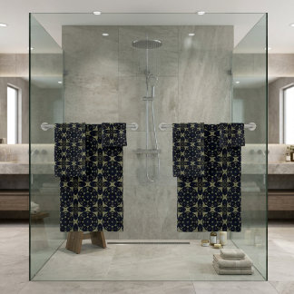 Black And Grey Tiled Bath Towel Set