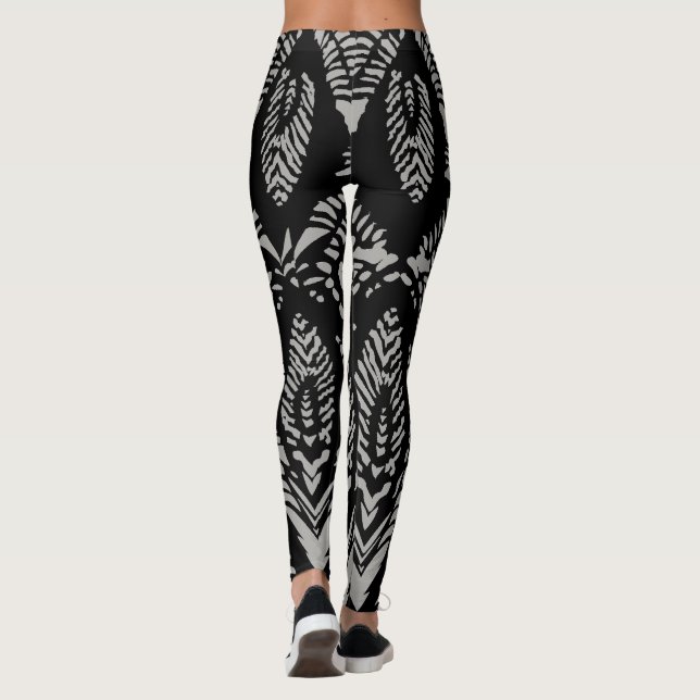 Black and Grey Tribal Pattern Leggings (Back)