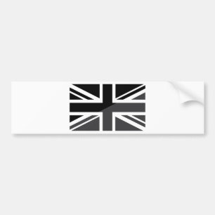 Black and grey Union Jack British(UK) Flag Bumper Sticker