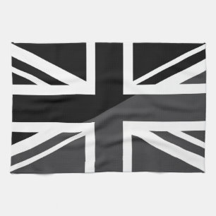 Black and grey Union Jack British(UK) Flag Tea Towel
