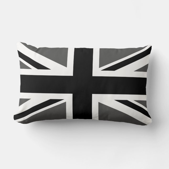 Black and Grey Union Jack Lumbar Cushion (Front)