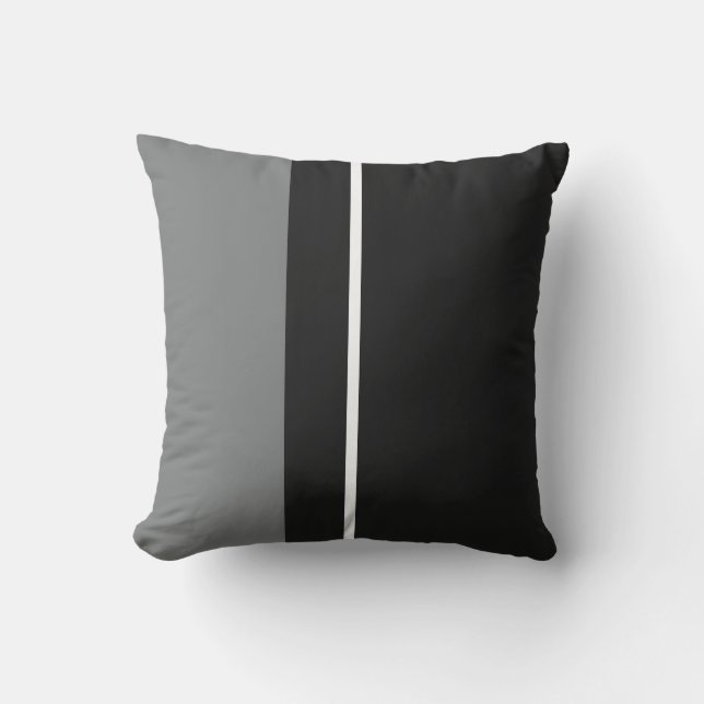 Black and Grey Vertical Stripes  Cushion (Front)