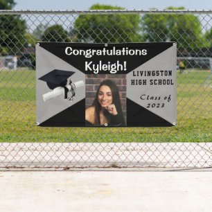 Black and Grey Vinyl Graduation Photo Banner