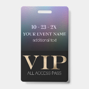 Black and Holographic Event VIP Pass ID Badge