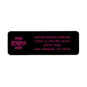 Black and Hot Pink Business Logo Modern Minimalist Return Address Label