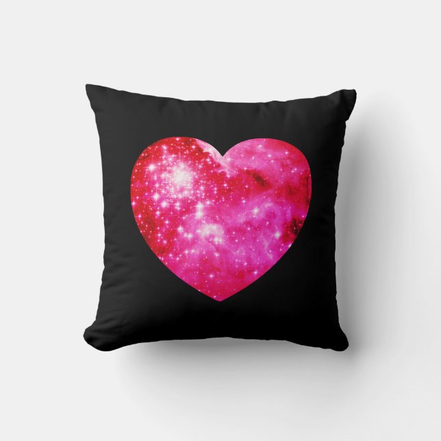 Black and Hot Pink Celestial Heart Cushion (Front)