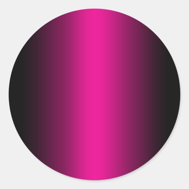 Black and Hot Pink Gradient Blank Classic Round Sticker (Front)