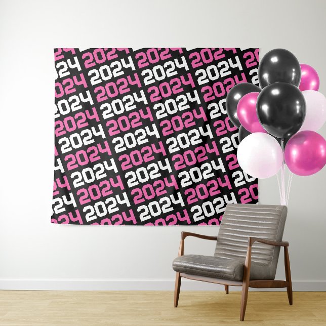 Black and Hot Pink Graduation Backdrop Tapestry (Creator Uploaded)