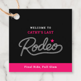 Black and Hot Pink Last Rodeo Bachelorette Party Favour Tags