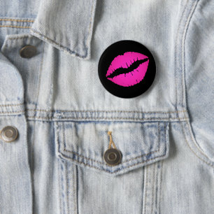 Black and Hot Pink Ombre Lipstick Kiss 6 Cm Round Badge